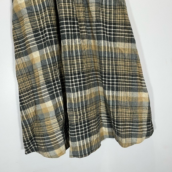 Vintage Handmade Women’s Cottagecore Style Black Yellow Plaid Midi Skirt - Picture 9 of 12